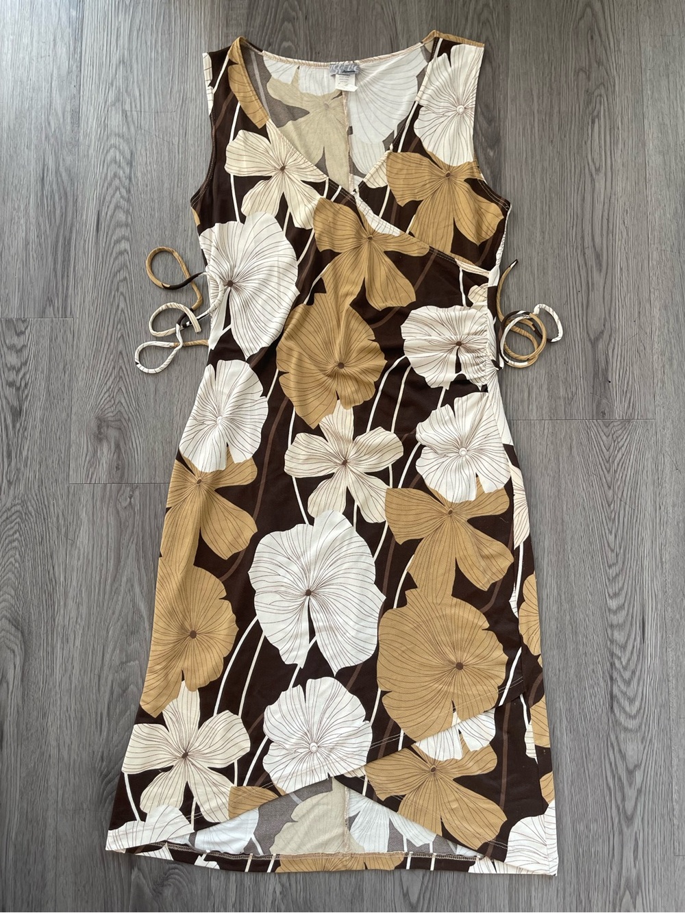 Y2K VTG Janette brown floral midi dress